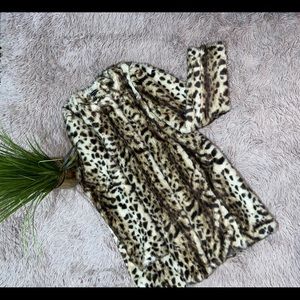 Faux fur leopard coat